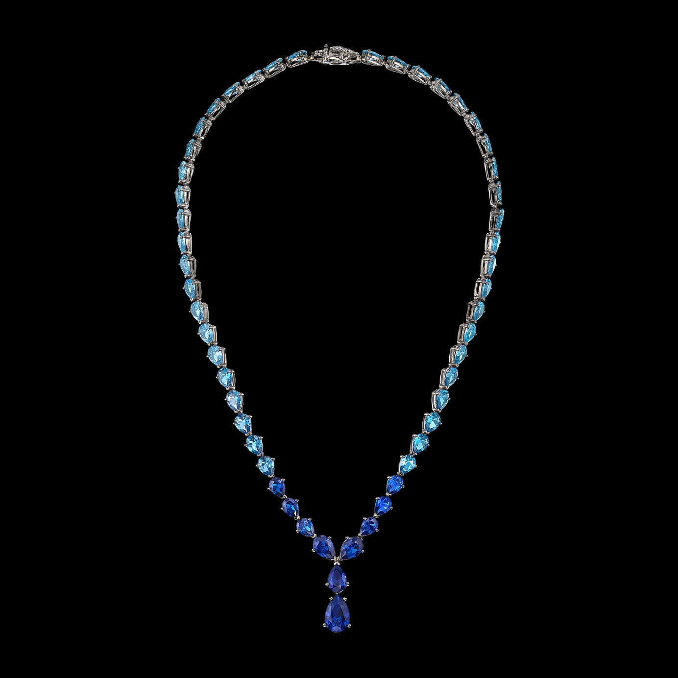 Aqua Nova Necklace, Necklace, Anabela Chan Joaillerie - Fine jewelry with laboratory grown and created gemstones hand-crafted in the United Kingdom. Anabela Chan Joaillerie is the first fine jewellery brand in the world to champion laboratory-grown and created gemstones with high jewellery design, artisanal craftsmanship and a focus on ethical and sustainable innovations.