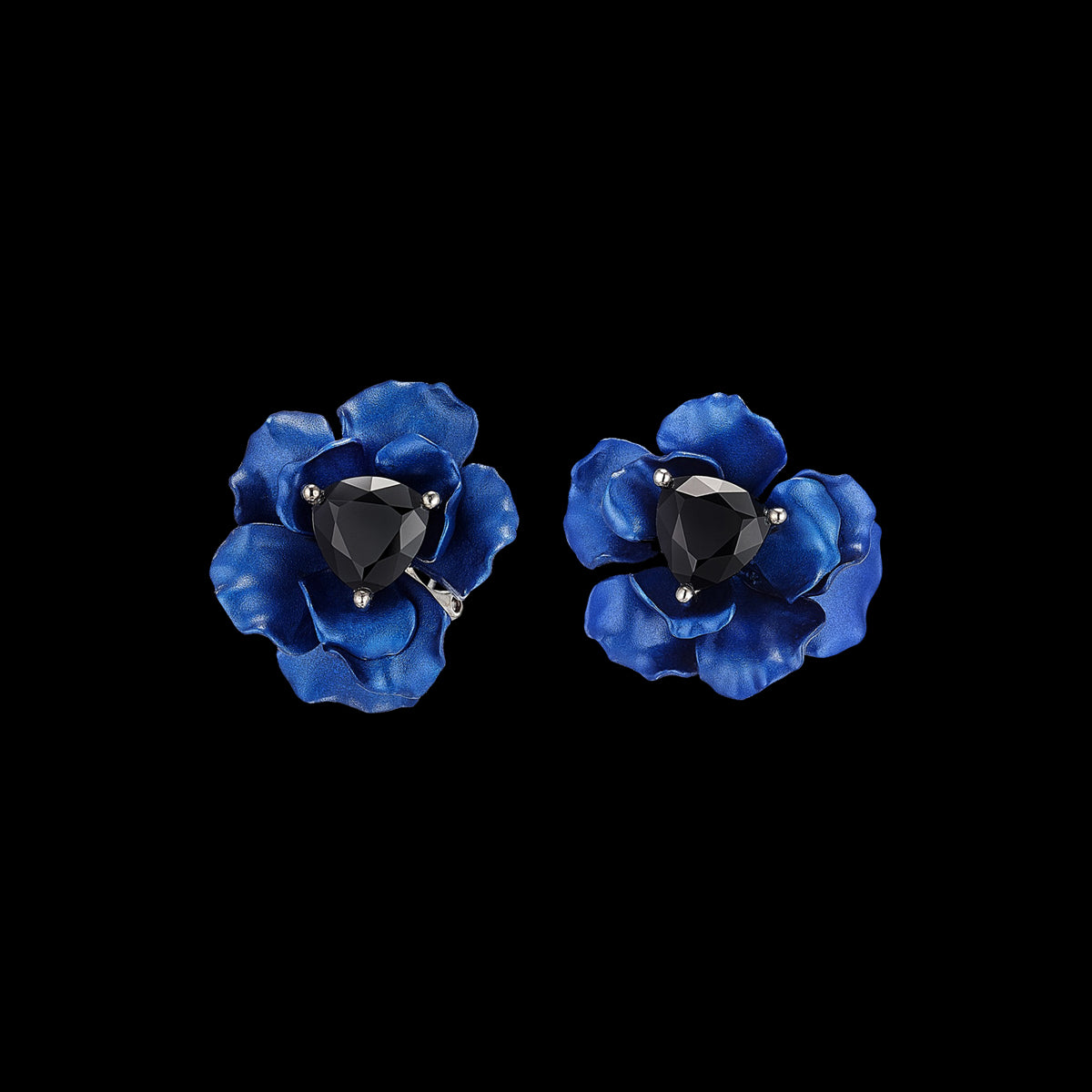 Midnight Rose Studs, Earrings, Anabela Chan Joaillerie - Fine jewelry with laboratory grown and created gemstones hand-crafted in the United Kingdom. Anabela Chan Joaillerie is the first fine jewellery brand in the world to champion laboratory-grown and created gemstones with high jewellery design, artisanal craftsmanship and a focus on ethical and sustainable innovations.