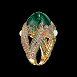 Emerald Sugarloaf Berry Ring, Ring, Anabela Chan Joaillerie - Fine jewelry with laboratory grown and created gemstones hand-crafted in the United Kingdom. Anabela Chan Joaillerie is the first fine jewellery brand in the world to champion laboratory-grown and created gemstones with high jewellery design, artisanal craftsmanship and a focus on ethical and sustainable innovations.