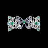Emerald and Sapphire Dentelle Bangle, Bracelet, Anabela Chan Joaillerie - Fine jewelry with laboratory grown and created gemstones hand-crafted in the United Kingdom. Anabela Chan Joaillerie is the first fine jewellery brand in the world to champion laboratory-grown and created gemstones with high jewellery design, artisanal craftsmanship and a focus on ethical and sustainable innovations.