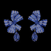 Sapphire Gingham Bow Earrings