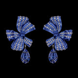 Sapphire Gingham Bow Earrings