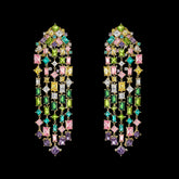 Rainbow Cascade Long Earrings, Earrings, Anabela Chan Joaillerie - Fine jewelry with laboratory grown and created gemstones hand-crafted in the United Kingdom. Anabela Chan Joaillerie is the first fine jewellery brand in the world to champion laboratory-grown and created gemstones with high jewellery design, artisanal craftsmanship and a focus on ethical and sustainable innovations.