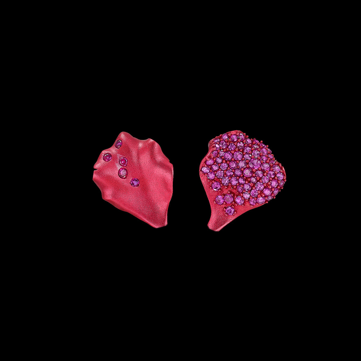 Ruby Petal Studs, Earrings, Anabela Chan Joaillerie - Fine jewelry with laboratory grown and created gemstones hand-crafted in the United Kingdom. Anabela Chan Joaillerie is the first fine jewellery brand in the world to champion laboratory-grown and created gemstones with high jewellery design, artisanal craftsmanship and a focus on ethical and sustainable innovations.