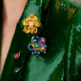 Citrine Parrot Bloom Pin, Brooch, Anabela Chan Joaillerie - Fine jewelry with laboratory grown and created gemstones hand-crafted in the United Kingdom. Anabela Chan Joaillerie is the first fine jewellery brand in the world to champion laboratory-grown and created gemstones with high jewellery design, artisanal craftsmanship and a focus on ethical and sustainable innovations.