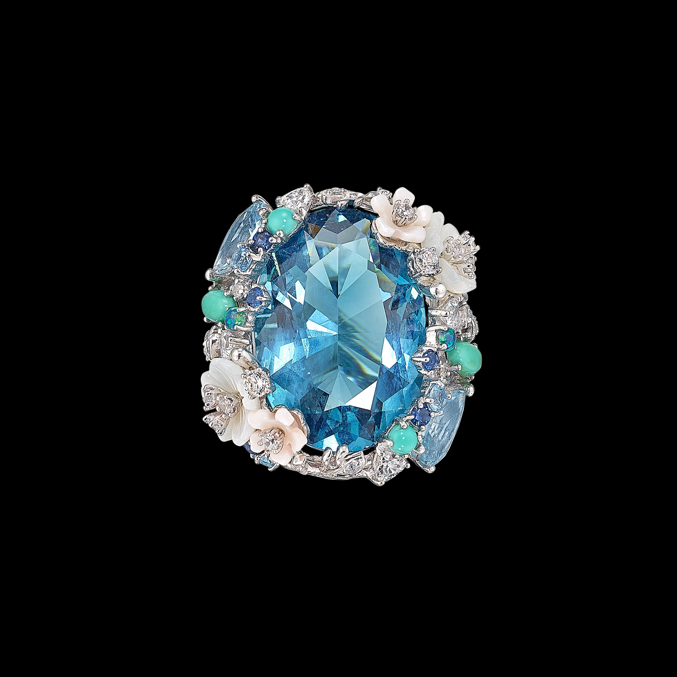 Aqua Paradise Ring, Ring, Anabela Chan Joaillerie - Fine jewelry with laboratory grown and created gemstones hand-crafted in the United Kingdom. Anabela Chan Joaillerie is the first fine jewellery brand in the world to champion laboratory-grown and created gemstones with high jewellery design, artisanal craftsmanship and a focus on ethical and sustainable innovations.
