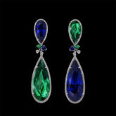 Emerald Sapphire Papillon Earrings, Earring, Anabela Chan Joaillerie - Fine jewelry with laboratory grown and created gemstones hand-crafted in the United Kingdom. Anabela Chan Joaillerie is the first fine jewellery brand in the world to champion laboratory-grown and created gemstones with high jewellery design, artisanal craftsmanship and a focus on ethical and sustainable innovations.