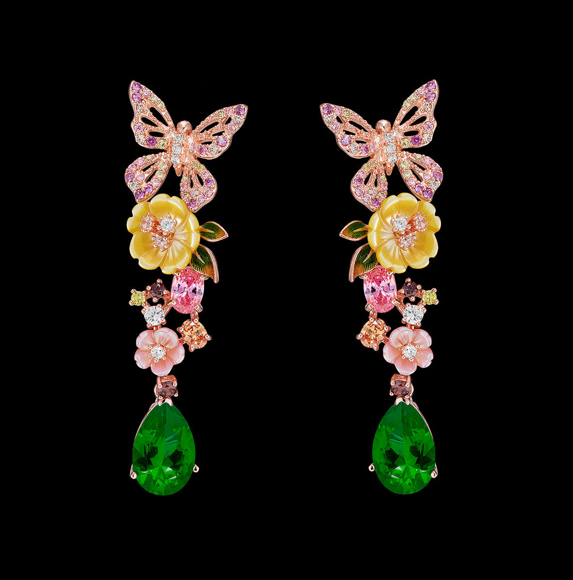 Emerald Vine Earrings, Earring, Anabela Chan Joaillerie - Fine jewelry with laboratory grown and created gemstones hand-crafted in the United Kingdom. Anabela Chan Joaillerie is the first fine jewellery brand in the world to champion laboratory-grown and created gemstones with high jewellery design, artisanal craftsmanship and a focus on ethical and sustainable innovations.