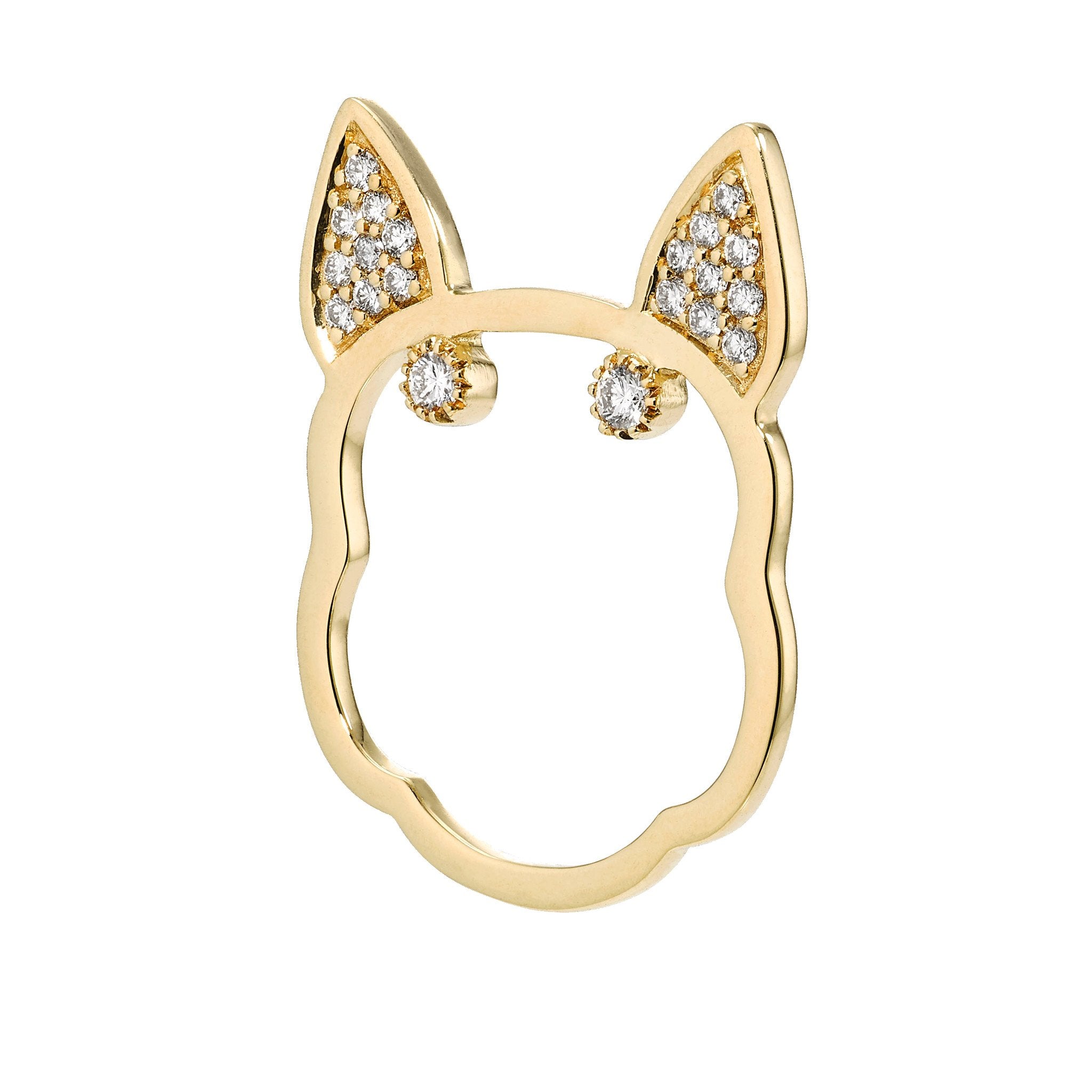 Diamond Frenchie Ring, Ring, Puppy rings, Anabela Chan Joaillerie - Fine jewelry with laboratory grown and created gemstones hand-crafted in the United Kingdom. Anabela Chan Joaillerie is the first fine jewellery brand in the world to champion laboratory-grown and created gemstones with high jewellery design, artisanal craftsmanship and a focus on ethical and sustainable innovations.