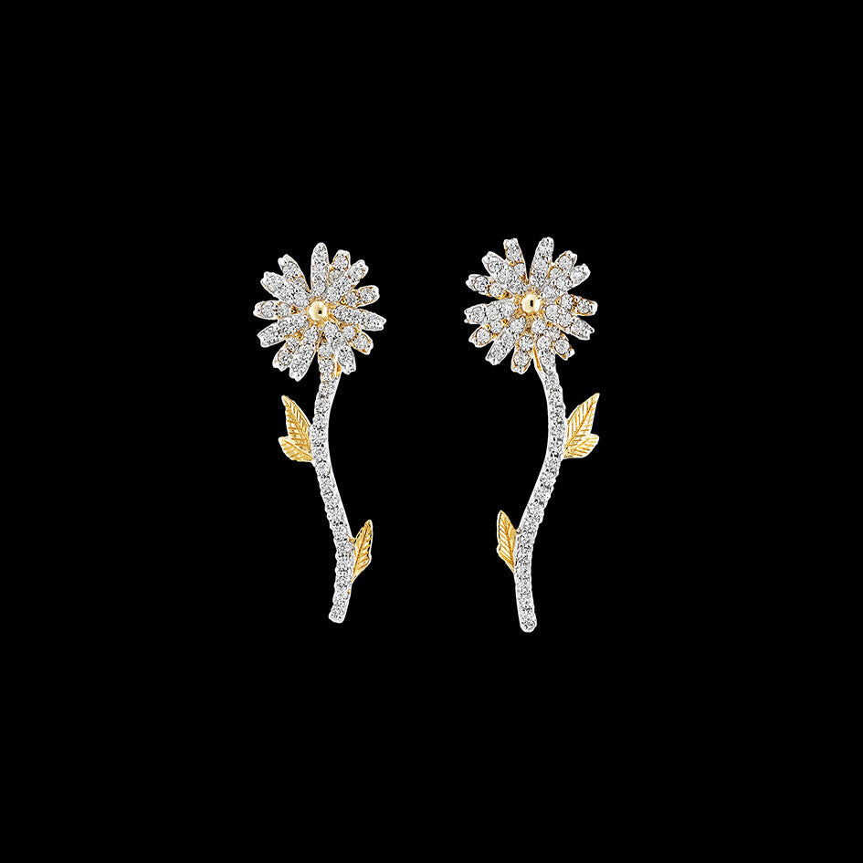 Mini Daisy Earrings, Earring, Anabela Chan Joaillerie - Fine jewelry with laboratory grown and created gemstones hand-crafted in the United Kingdom. Anabela Chan Joaillerie is the first fine jewellery brand in the world to champion laboratory-grown and created gemstones with high jewellery design, artisanal craftsmanship and a focus on ethical and sustainable innovations.