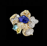 Sapphire Blossom Ring, Ring, Anabela Chan Joaillerie - Fine jewelry with laboratory grown and created gemstones hand-crafted in the United Kingdom. Anabela Chan Joaillerie is the first fine jewellery brand in the world to champion laboratory-grown and created gemstones with high jewellery design, artisanal craftsmanship and a focus on ethical and sustainable innovations.