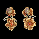 Golden Magnolia Earrings, Earring, Anabela Chan Joaillerie - Fine jewelry with laboratory grown and created gemstones hand-crafted in the United Kingdom. Anabela Chan Joaillerie is the first fine jewellery brand in the world to champion laboratory-grown and created gemstones with high jewellery design, artisanal craftsmanship and a focus on ethical and sustainable innovations.