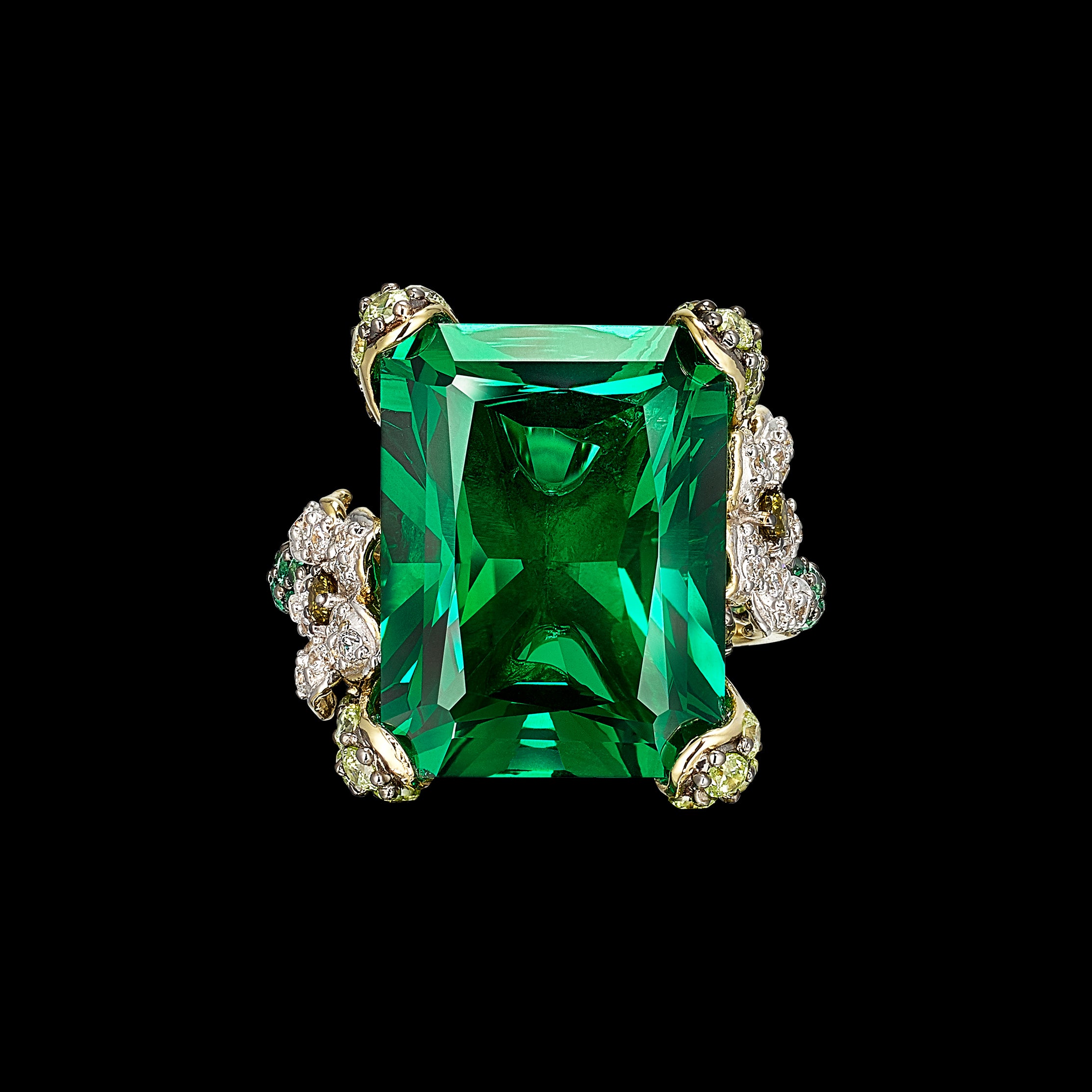 Emerald Cinderella Ring, Ring, Anabela Chan Joaillerie - Fine jewelry with laboratory grown and created gemstones hand-crafted in the United Kingdom. Anabela Chan Joaillerie is the first fine jewellery brand in the world to champion laboratory-grown and created gemstones with high jewellery design, artisanal craftsmanship and a focus on ethical and sustainable innovations.