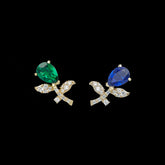 Emerald Sapphire Tulip Earrings, Earring, Anabela Chan Joaillerie - Fine jewelry with laboratory grown and created gemstones hand-crafted in the United Kingdom. Anabela Chan Joaillerie is the first fine jewellery brand in the world to champion laboratory-grown and created gemstones with high jewellery design, artisanal craftsmanship and a focus on ethical and sustainable innovations.