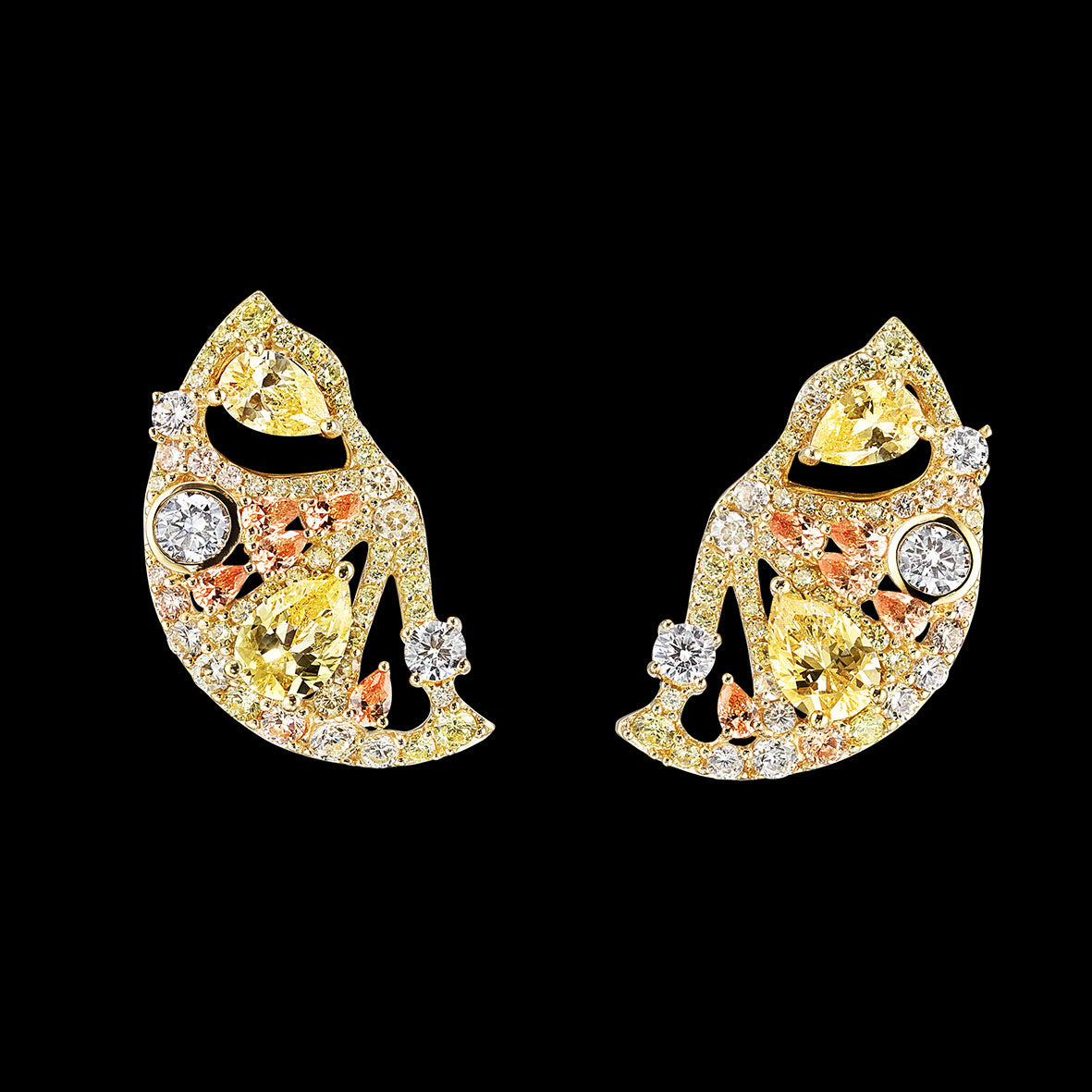 Lemon Slice Earrings, Earring, Anabela Chan Joaillerie - Fine jewelry with laboratory grown and created gemstones hand-crafted in the United Kingdom. Anabela Chan Joaillerie is the first fine jewellery brand in the world to champion laboratory-grown and created gemstones with high jewellery design, artisanal craftsmanship and a focus on ethical and sustainable innovations.