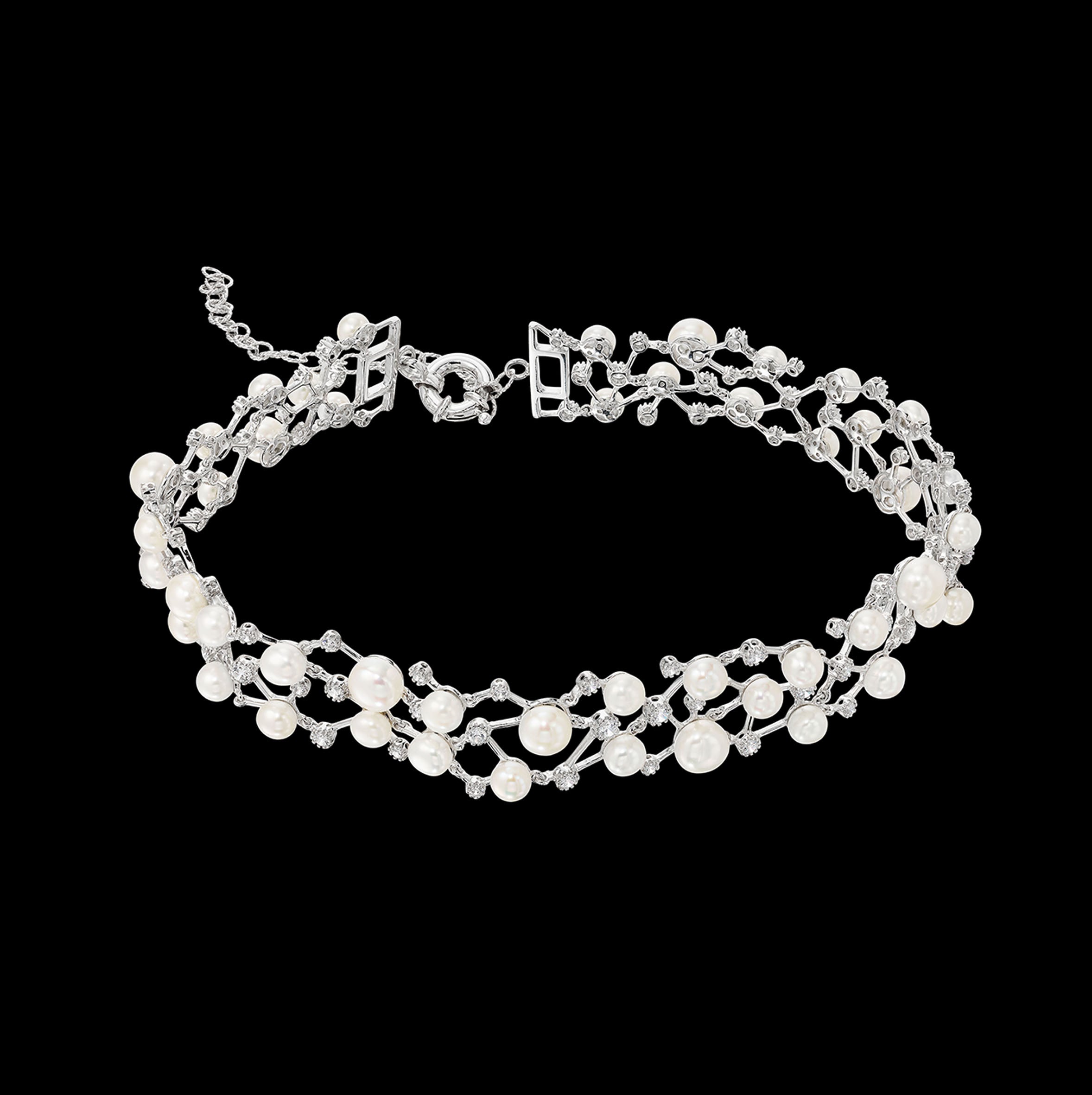 Petite Constellation Pearl Choker, Necklace, Anabela Chan Joaillerie - Fine jewelry with laboratory grown and created gemstones hand-crafted in the United Kingdom. Anabela Chan Joaillerie is the first fine jewellery brand in the world to champion laboratory-grown and created gemstones with high jewellery design, artisanal craftsmanship and a focus on ethical and sustainable innovations.