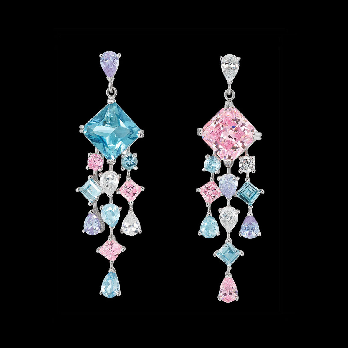 Rose Asscher Drop Earrings, Earring, Anabela Chan Joaillerie - Fine jewelry with laboratory grown and created gemstones hand-crafted in the United Kingdom. Anabela Chan Joaillerie is the first fine jewellery brand in the world to champion laboratory-grown and created gemstones with high jewellery design, artisanal craftsmanship and a focus on ethical and sustainable innovations.