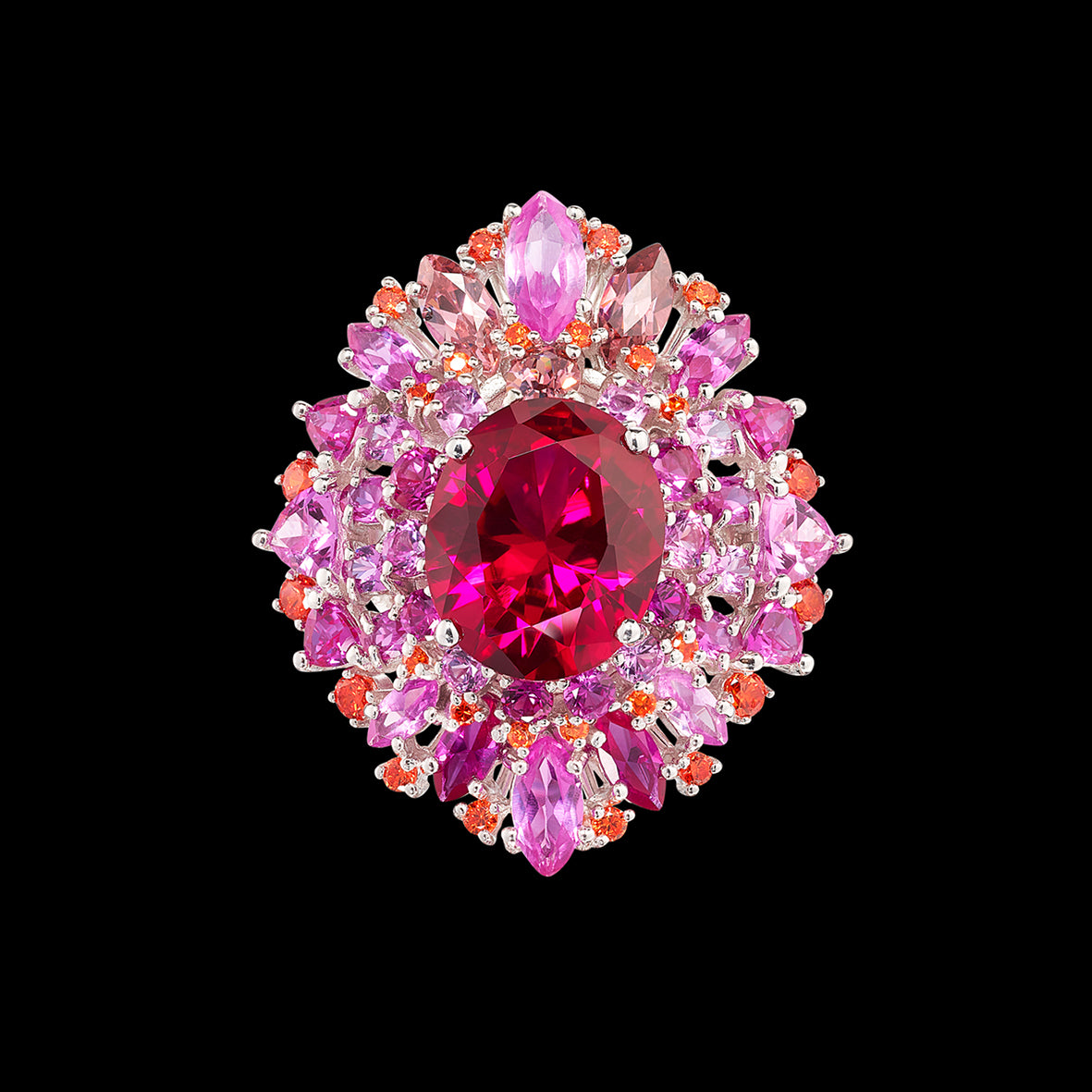 Ruby Mirage Ring, Ring, Anabela Chan Joaillerie - Fine jewelry with laboratory grown and created gemstones hand-crafted in the United Kingdom. Anabela Chan Joaillerie is the first fine jewellery brand in the world to champion laboratory-grown and created gemstones with high jewellery design, artisanal craftsmanship and a focus on ethical and sustainable innovations.