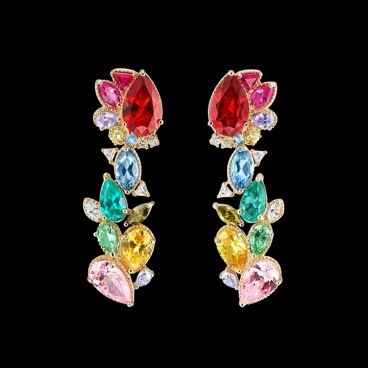 Garden Of Eden Earrings, Earring, Anabela Chan Joaillerie - Fine jewelry with laboratory grown and created gemstones hand-crafted in the United Kingdom. Anabela Chan Joaillerie is the first fine jewellery brand in the world to champion laboratory-grown and created gemstones with high jewellery design, artisanal craftsmanship and a focus on ethical and sustainable innovations.