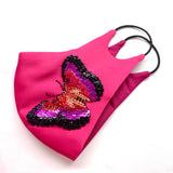 Fuchsia Papillon Mask, Mask, Anabela Chan Joaillerie - Fine jewelry with laboratory grown and created gemstones hand-crafted in the United Kingdom. Anabela Chan Joaillerie is the first fine jewellery brand in the world to champion laboratory-grown and created gemstones with high jewellery design, artisanal craftsmanship and a focus on ethical and sustainable innovations.