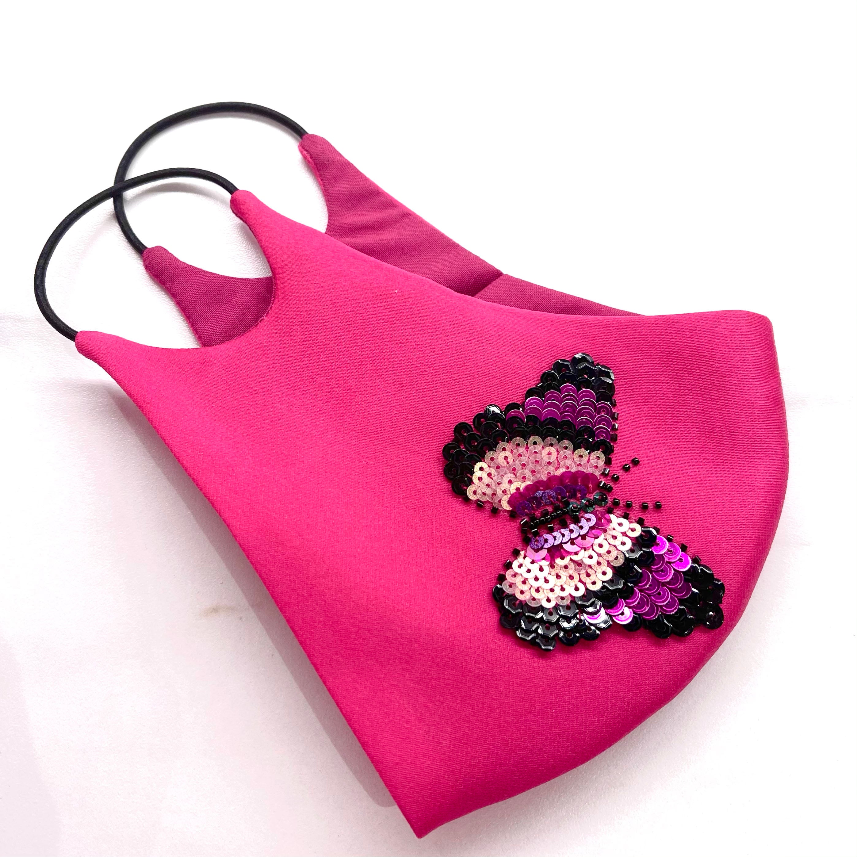 Fuchsia Papillon Mask, Mask, Anabela Chan Joaillerie - Fine jewelry with laboratory grown and created gemstones hand-crafted in the United Kingdom. Anabela Chan Joaillerie is the first fine jewellery brand in the world to champion laboratory-grown and created gemstones with high jewellery design, artisanal craftsmanship and a focus on ethical and sustainable innovations.