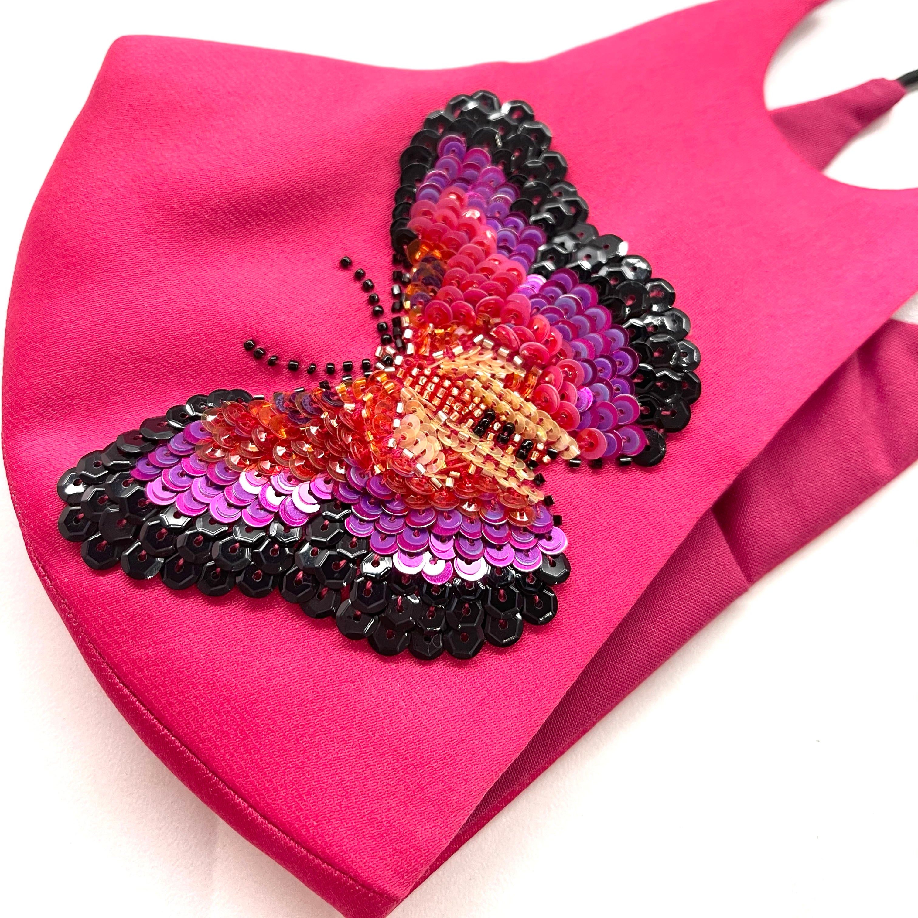 Fuchsia Papillon Mask, Mask, Anabela Chan Joaillerie - Fine jewelry with laboratory grown and created gemstones hand-crafted in the United Kingdom. Anabela Chan Joaillerie is the first fine jewellery brand in the world to champion laboratory-grown and created gemstones with high jewellery design, artisanal craftsmanship and a focus on ethical and sustainable innovations.