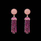 Rose Bauble Tassel Earrings, Earring, Anabela Chan Joaillerie - Fine jewelry with laboratory grown and created gemstones hand-crafted in the United Kingdom. Anabela Chan Joaillerie is the first fine jewellery brand in the world to champion laboratory-grown and created gemstones with high jewellery design, artisanal craftsmanship and a focus on ethical and sustainable innovations.