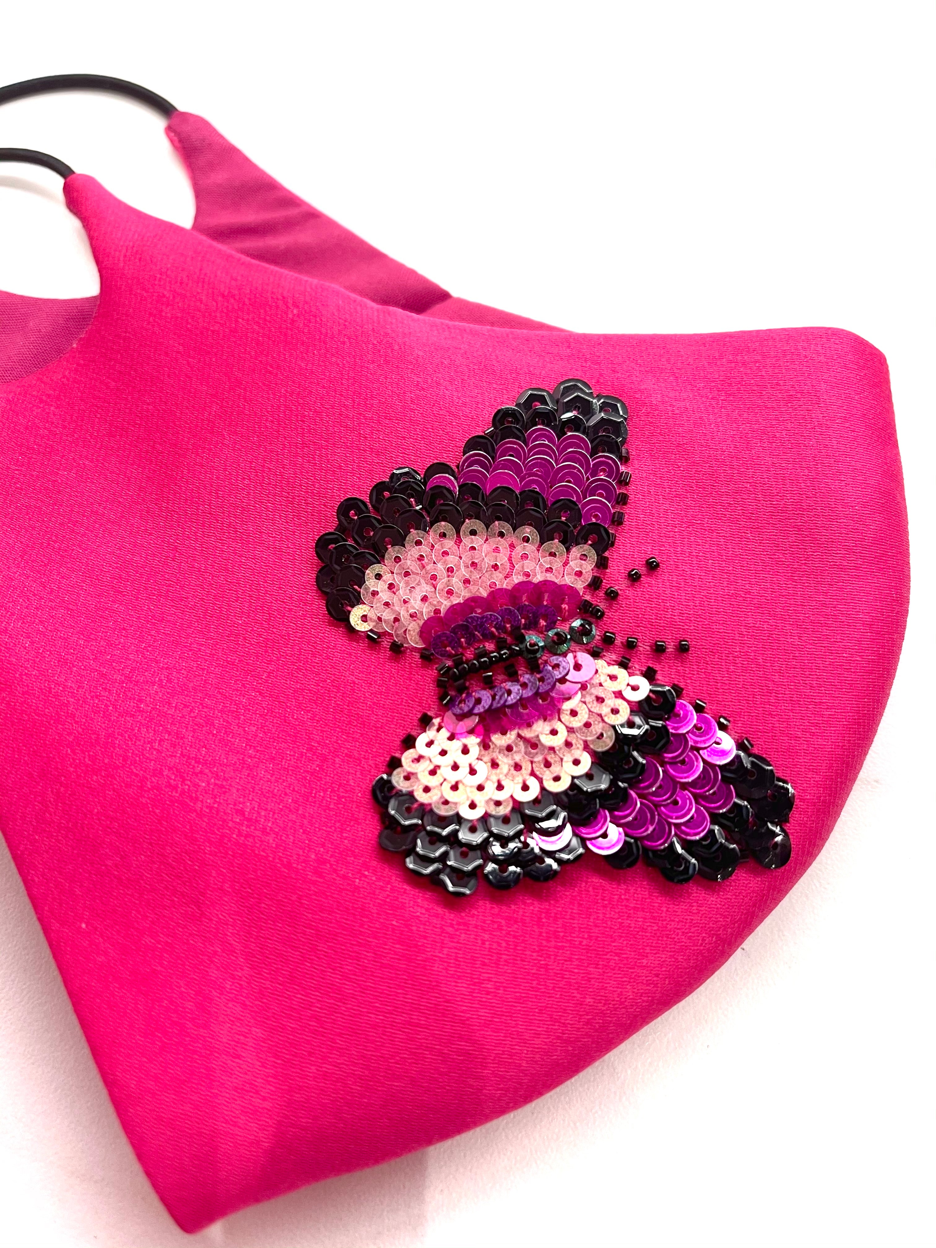 Fuchsia Papillon Mask, Mask, Anabela Chan Joaillerie - Fine jewelry with laboratory grown and created gemstones hand-crafted in the United Kingdom. Anabela Chan Joaillerie is the first fine jewellery brand in the world to champion laboratory-grown and created gemstones with high jewellery design, artisanal craftsmanship and a focus on ethical and sustainable innovations.