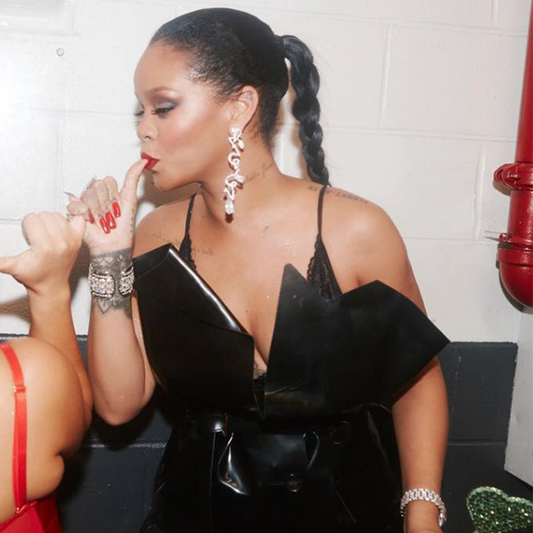 Our sparkling Script Earrings as worn by Rihanna, Jennifer Hudson and Nicole Scherzinger
