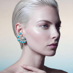 Turquoise Diamond Pinecone Earrings. Lab-Grown Turquoise