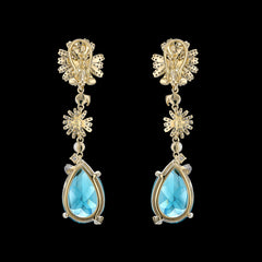 Aqua Daisy Drop Earrings, Earrings, Anabela Chan Joaillerie - Fine jewelry with laboratory grown and created gemstones hand-crafted in the United Kingdom. Anabela Chan Joaillerie is the first fine jewellery brand in the world to champion laboratory-grown and created gemstones with high jewellery design, artisanal craftsmanship and a focus on ethical and sustainable innovations.