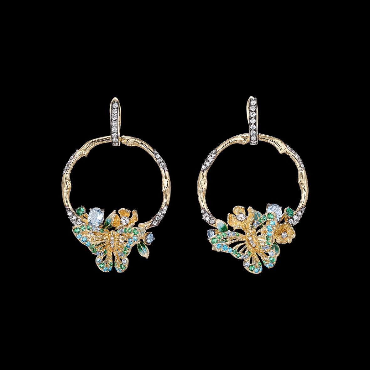 Aqua Orchard Hoop Earrings