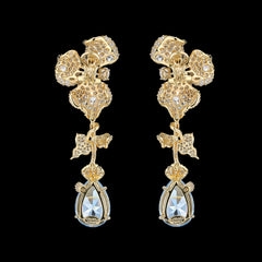 Aqua Orchid Earrings, Earrings, Anabela Chan Joaillerie - Fine jewelry with laboratory grown and created gemstones hand-crafted in the United Kingdom. Anabela Chan Joaillerie is the first fine jewellery brand in the world to champion laboratory-grown and created gemstones with high jewellery design, artisanal craftsmanship and a focus on ethical and sustainable innovations.