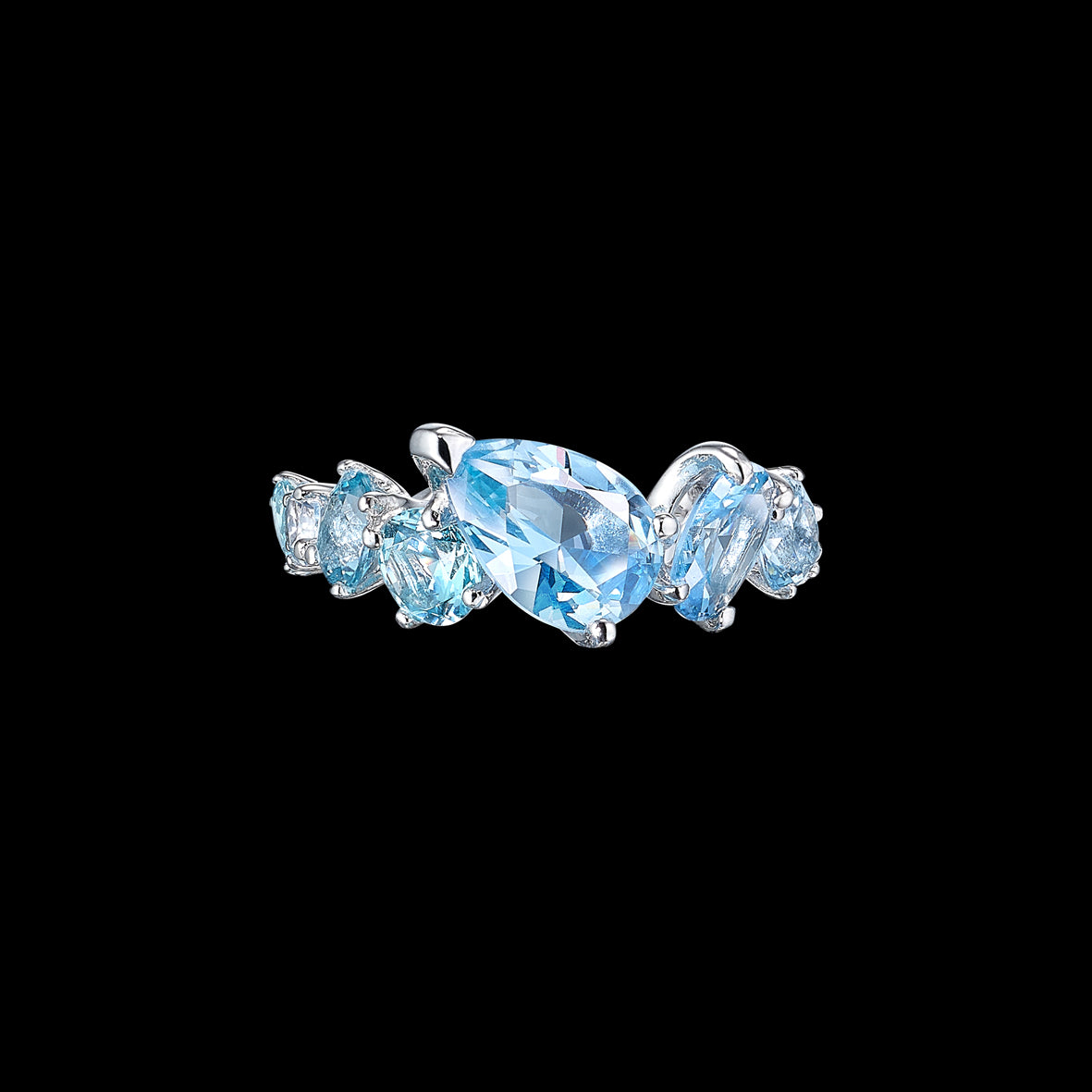 Baby Blue Nova Starburst Ring