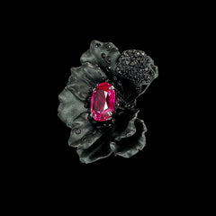 Black Velvet Poppy Earrings, Earrings, Anabela Chan Joaillerie - Fine jewelry with laboratory grown and created gemstones hand-crafted in the United Kingdom. Anabela Chan Joaillerie is the first fine jewellery brand in the world to champion laboratory-grown and created gemstones with high jewellery design, artisanal craftsmanship and a focus on ethical and sustainable innovations.