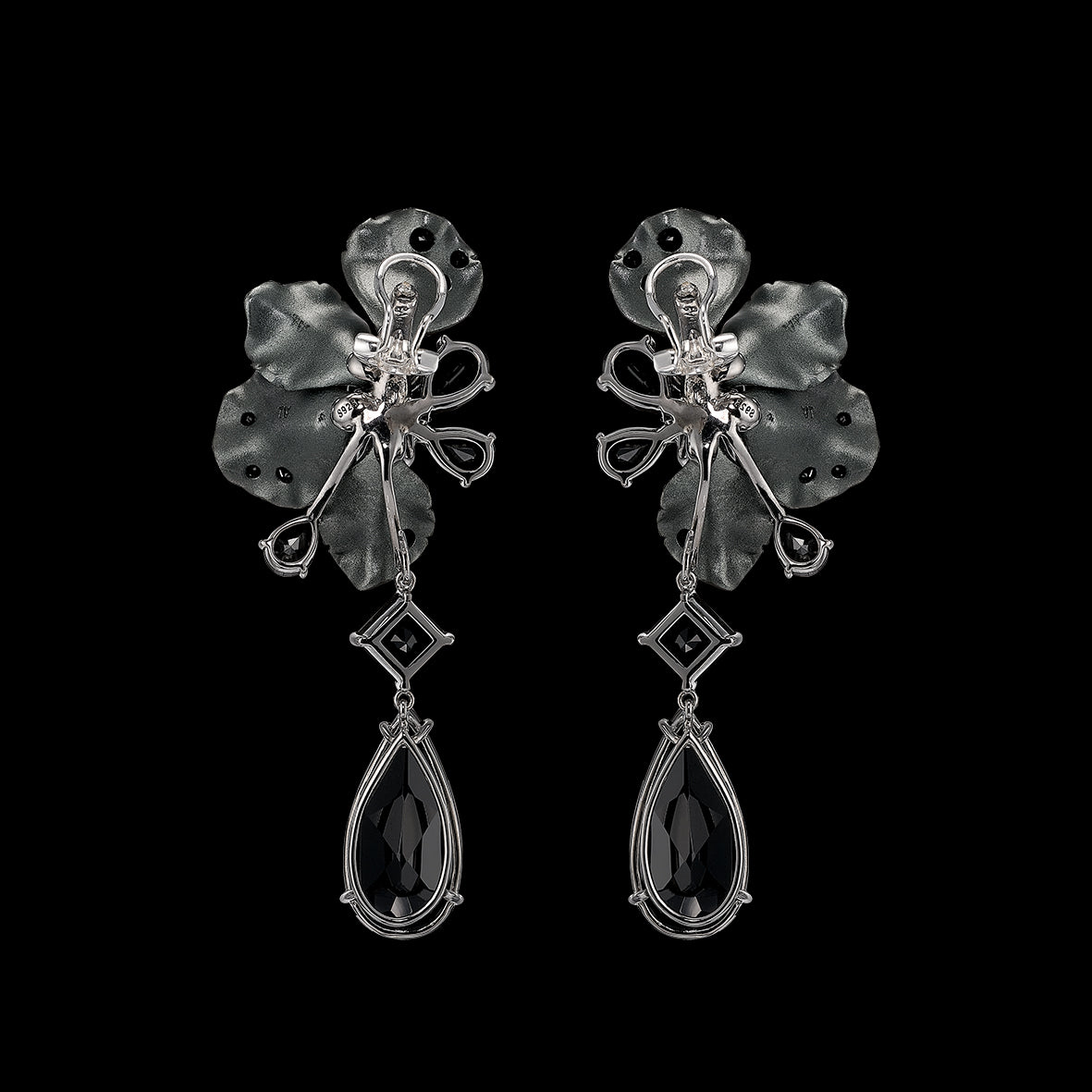 Black Diamond Ariel Earrings, Earrings, Anabela Chan Joaillerie - Fine jewelry with laboratory grown and created gemstones hand-crafted in the United Kingdom. Anabela Chan Joaillerie is the first fine jewellery brand in the world to champion laboratory-grown and created gemstones with high jewellery design, artisanal craftsmanship and a focus on ethical and sustainable innovations.