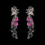 Black Diamond Fuchsia Coralbell Earrings, Earrings, Anabela Chan Joaillerie - Fine jewelry with laboratory grown and created gemstones hand-crafted in the United Kingdom. Anabela Chan Joaillerie is the first fine jewellery brand in the world to champion laboratory-grown and created gemstones with high jewellery design, artisanal craftsmanship and a focus on ethical and sustainable innovations.