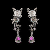 Black Diamond Fuchsia Vine Earrings, Earrings, Anabela Chan Joaillerie - Fine jewelry with laboratory grown and created gemstones hand-crafted in the United Kingdom. Anabela Chan Joaillerie is the first fine jewellery brand in the world to champion laboratory-grown and created gemstones with high jewellery design, artisanal craftsmanship and a focus on ethical and sustainable innovations.