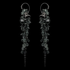 Black Diamond Wisteria Earrings, Earrings, Anabela Chan Joaillerie - Fine jewelry with laboratory grown and created gemstones hand-crafted in the United Kingdom. Anabela Chan Joaillerie is the first fine jewellery brand in the world to champion laboratory-grown and created gemstones with high jewellery design, artisanal craftsmanship and a focus on ethical and sustainable innovations.