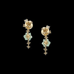 Blue Opal Floral Ear Climbers