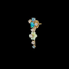 Blue Opal Floral Ear Climbers