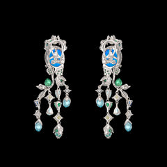 Blue Opal Passiflora Earrings