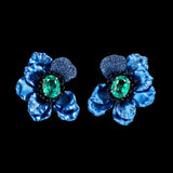 Blue Velvet Poppy Earrings, Earrings, Anabela Chan Joaillerie - Fine jewelry with laboratory grown and created gemstones hand-crafted in the United Kingdom. Anabela Chan Joaillerie is the first fine jewellery brand in the world to champion laboratory-grown and created gemstones with high jewellery design, artisanal craftsmanship and a focus on ethical and sustainable innovations.