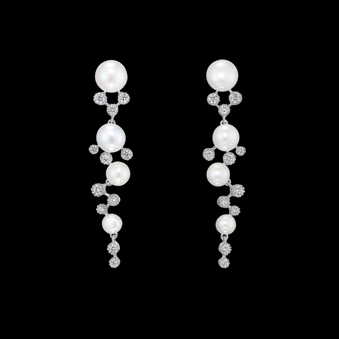 Constellation Pearl Earrings, Earrings, Anabela Chan Joaillerie - Fine jewelry with laboratory grown and created gemstones hand-crafted in the United Kingdom. Anabela Chan Joaillerie is the first fine jewellery brand in the world to champion laboratory-grown and created gemstones with high jewellery design, artisanal craftsmanship and a focus on ethical and sustainable innovations.