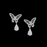 Diamond Butterfly Drop Earrings