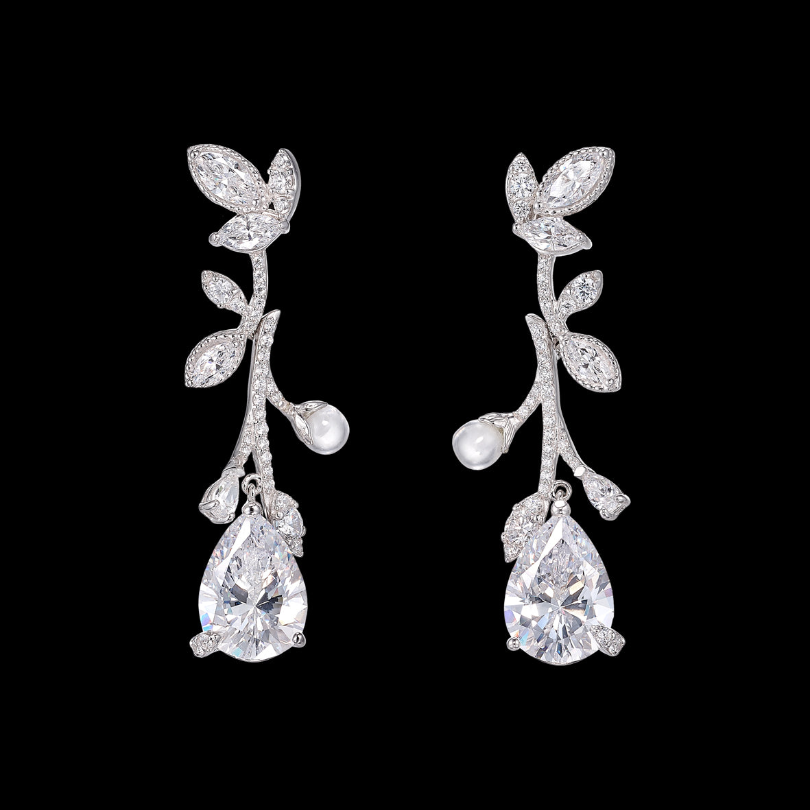 Diamond Citrus Vine Earrings