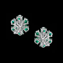 Emerald Marguerite Daisy Earrings. Lab-Grown Emerald