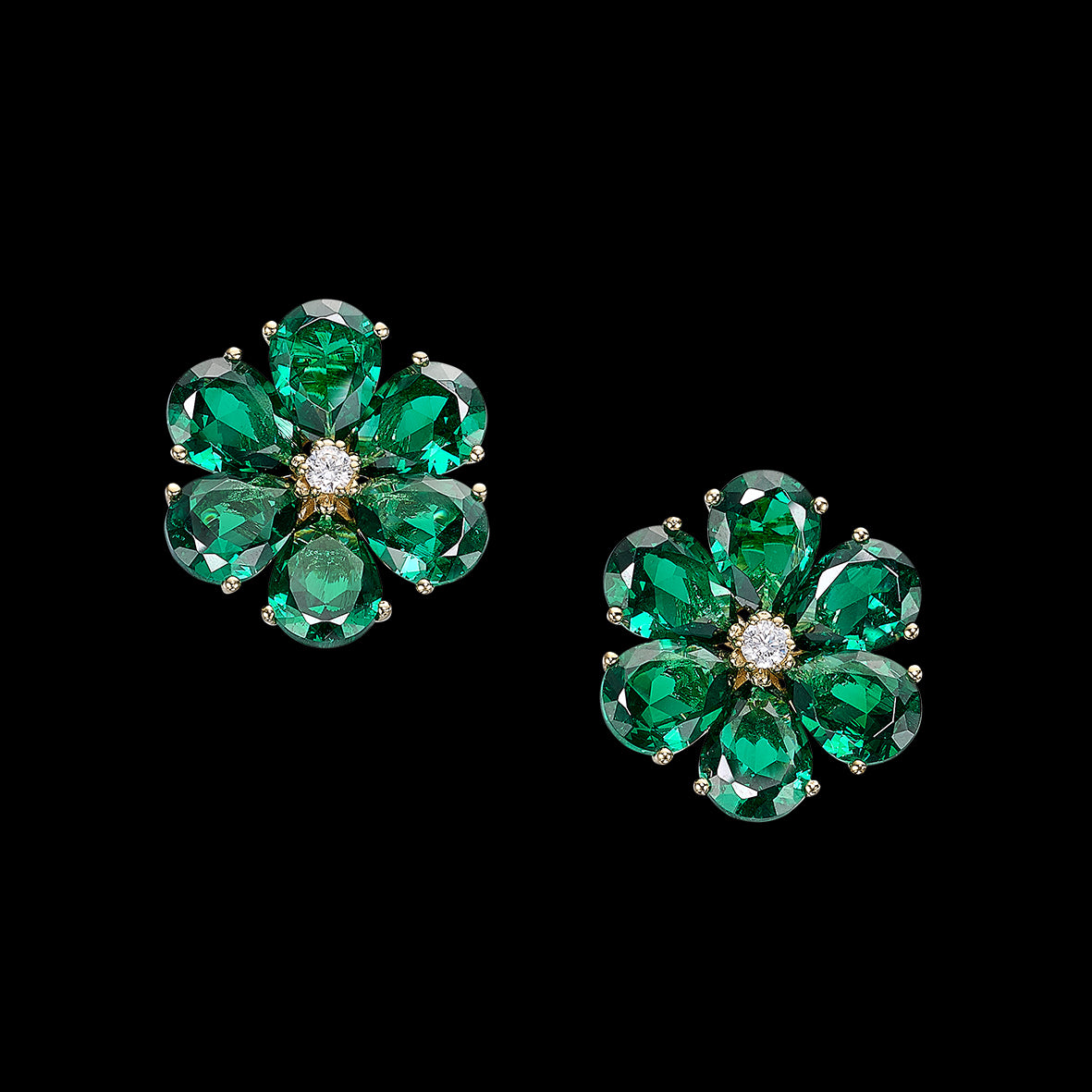 Emerald Marguerite Daisy Earrings