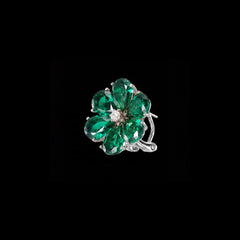 Emerald Marguerite Daisy Earrings. Lab-Grown Emerald