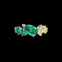 Emerald Ombré Nova Starburst Ring, Ring, Anabela Chan Joaillerie - Fine jewelry with laboratory grown and created gemstones hand-crafted in the United Kingdom. Anabela Chan Joaillerie is the first fine jewellery brand in the world to champion laboratory-grown and created gemstones with high jewellery design, artisanal craftsmanship and a focus on ethical and sustainable innovations.